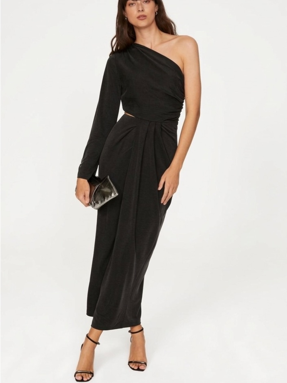 Something Navy Asymmetrical Cut-Out Gown in Black - Size XS (Fits like S)